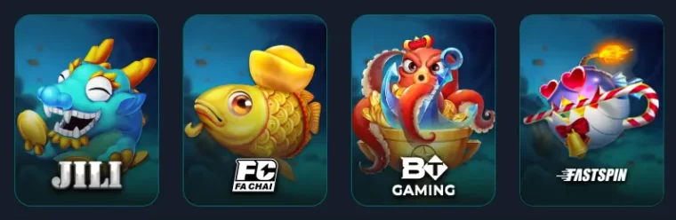 gbet casino fishing games interface with colorful underwater themes